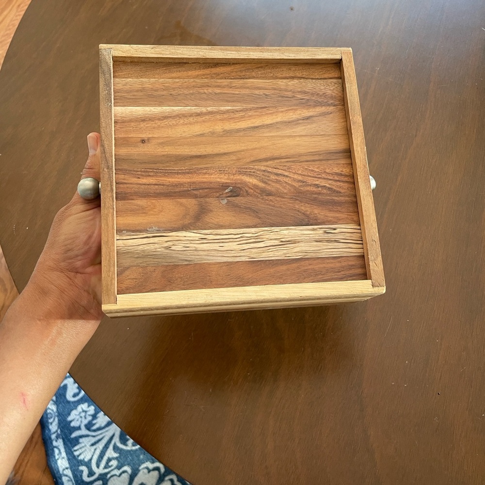Wooden Square Tray with Handles